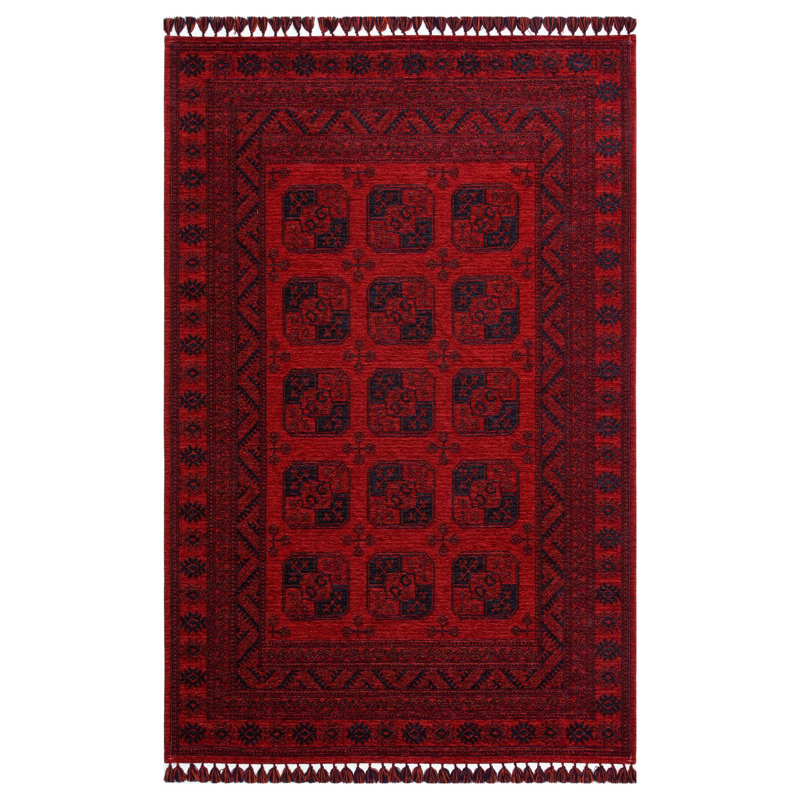 Tapis rectangulaire en acrylique / chenille / polyester tissé à plat à la machine Ellie, Rectangle 6 pi 7 po x 9 pi 10 po