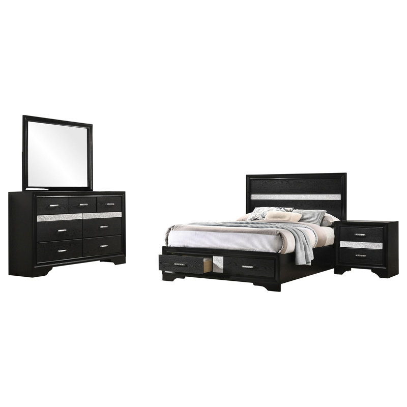 Black 4-Piece Full Bedroom Set, Full