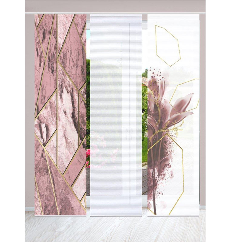 Semi Sheer Sliding Panel, Antique pink and pink