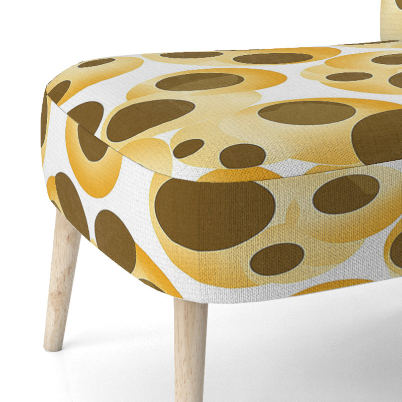 Motif artistique à pois fantaisiste - Chaise d'appoint rembourrée moderne, chaise d'appoint à pois, Jaune/brun