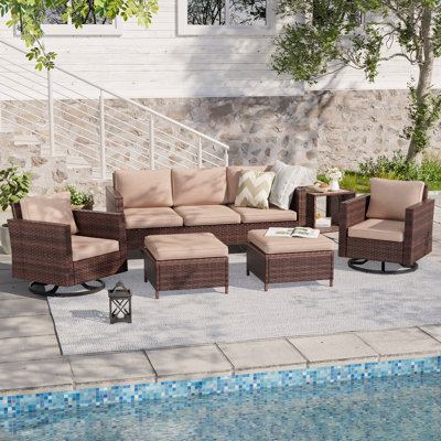 Charlenne 5 - Person Swivel Rocking Chair Outdoor Seating Group with Cushions