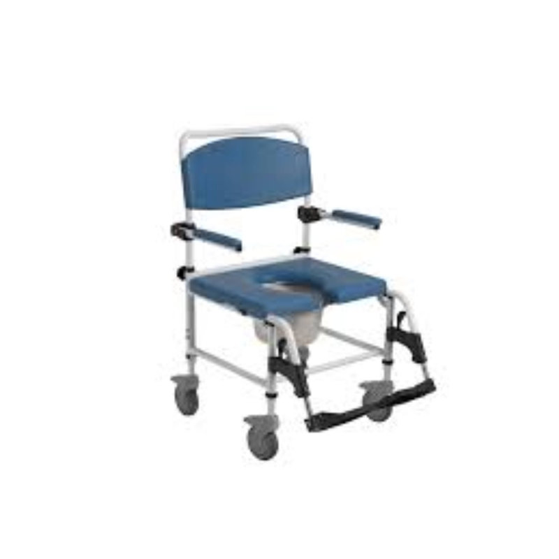 Aluminum Bariatric Rehab Shower Commode Chair With Two Rear-locking Casters