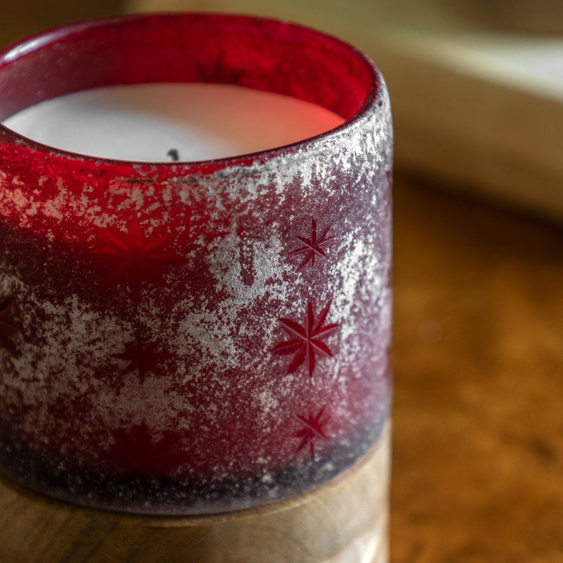 Scented Jar Candle with Solid Wood Holder