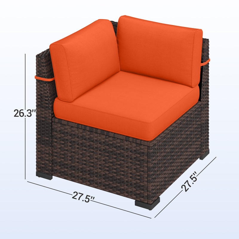 Treyshun 10-Person Wicker Outdoor Seating Group , Orange