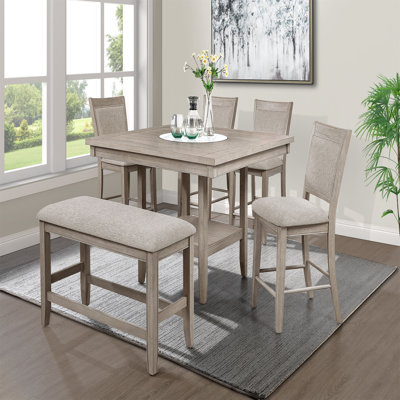 6pc Dining Set Contemporary Farmhouse Style Counter
