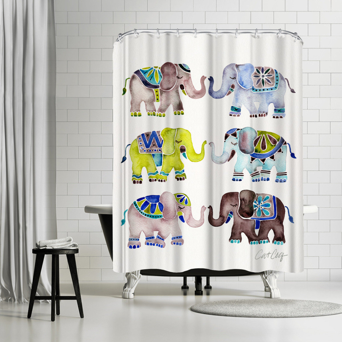 71 x 74 Shower Curtain, Mushrooms by Cat Coquillette East Urban Home