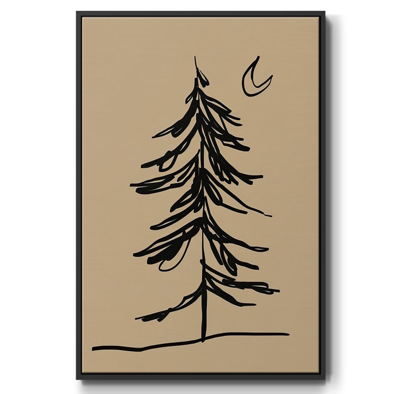 Croquis de sapin d'hiver I, Cadre flottant noir, H 25 po x l 17 po x P 1,5 po
