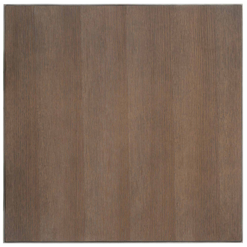 Transitional Quartered Oak and Steel Square End Table in Gray/Brown