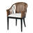 Rattan Barrel Back Design Solid Wood Base Upholstered Seat Accent Chair