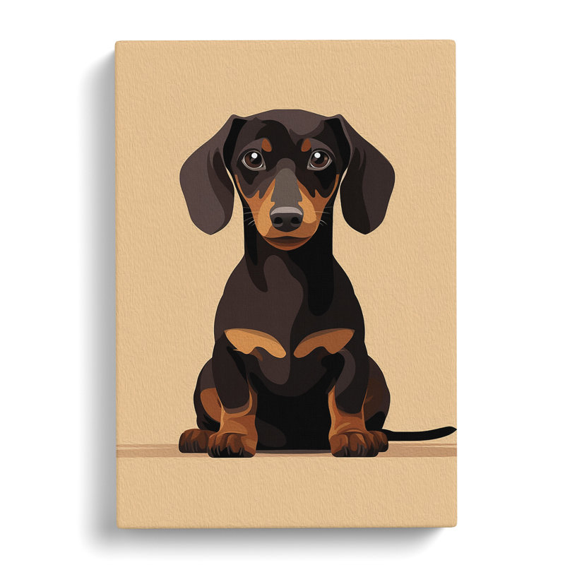 Dachshund Minimalism No.2 - Wrapped Canvas Print, 76cm H x 50cm W x 3cm D