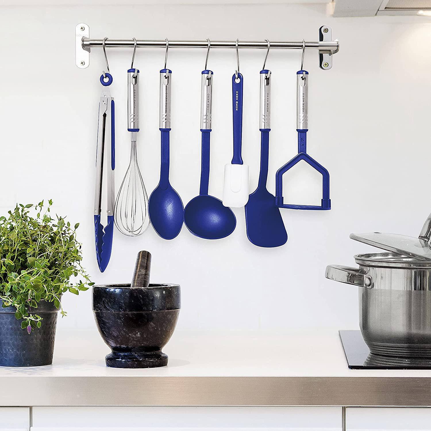 Home Hero 25pc Kitchen Utensils Set - Nylon & Stainless Steel Cooking  Utensils Set - Non-Stick Kitchen Utensils with Spatula - Kitchen Gadgets