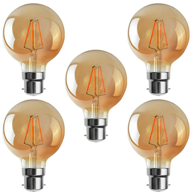 BA22d Dimmable Incandescent Vintage Edison Globe Light Bulb Amber, 40W