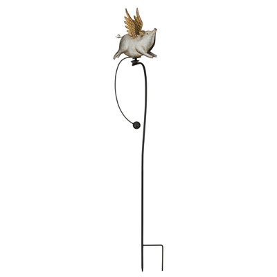 Luster Metal Animated Rocker Stake Balanced Garden Decorative Stake - Pig
