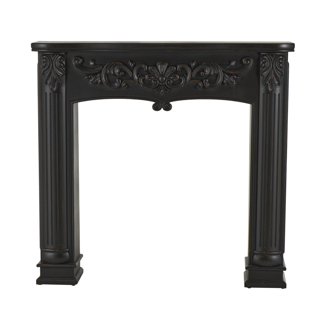 Cole And Grey Wooden Freestanding Scroll Fireplace Mantle With Floral Accents Alcott Hill®