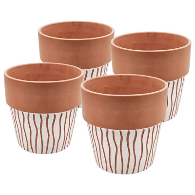 Standard Terracotta Vertical Scroll Pot -  Terracotta/White