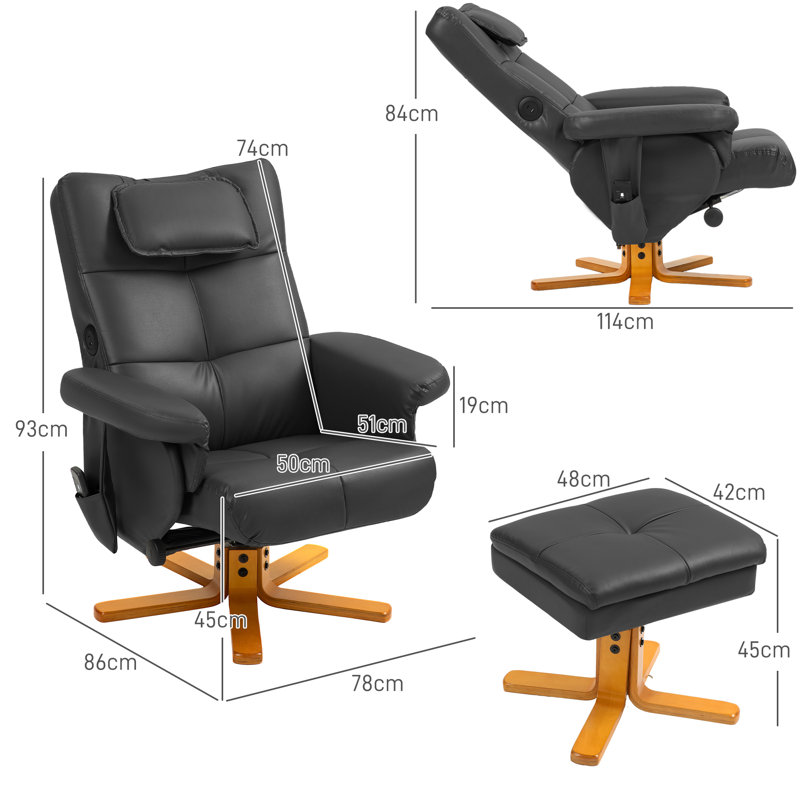 Shavondra Standard Recliner with Massager, Black