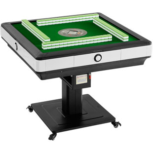 Table de Mahjong pliable automatique avec roues - 2 ensembles de 144 tuiles de 42 mm - Table de jeu de Mahjong électrique pour chinois, américains, philippins - parfaite pour les fêtes et les cadeaux