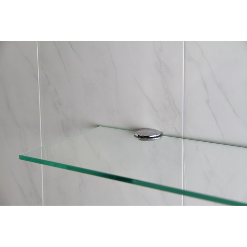 Fanniemae Glass Floating Shelf with Adjustable Shelves, 0.6cm H x 40cm W x 15cm D, Clear