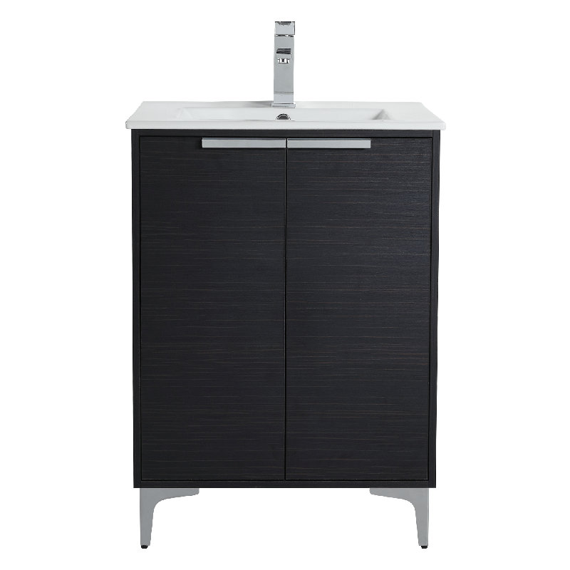 24'' Single Bathroom Vanity with Ceramic Top, Polished Chrome