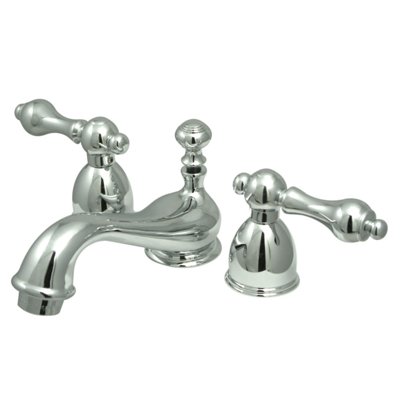 Kingston Brass Restoration Two-Handle 3-Hole Deck Mount Mini-Widespread Bathroom Faucet with Brass Pop-Up, Antique Copper