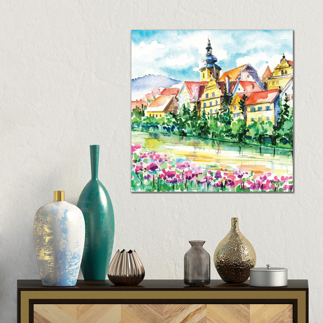 Small Town von DeepGreen - No Frame Gallery-Wrapped Canvas Giclée on Canvas