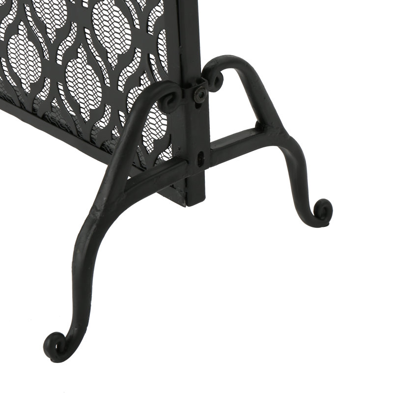 Pare-étincelles décoratif, motif entrelacé avec filet robuste et pieds stables, protection élégante du foyer