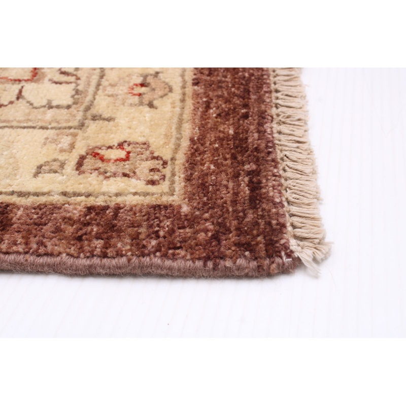 Tapis brun foncé en laine noué à la main de conception unique 7 pi 9 po x 9 pi 9 po New Age