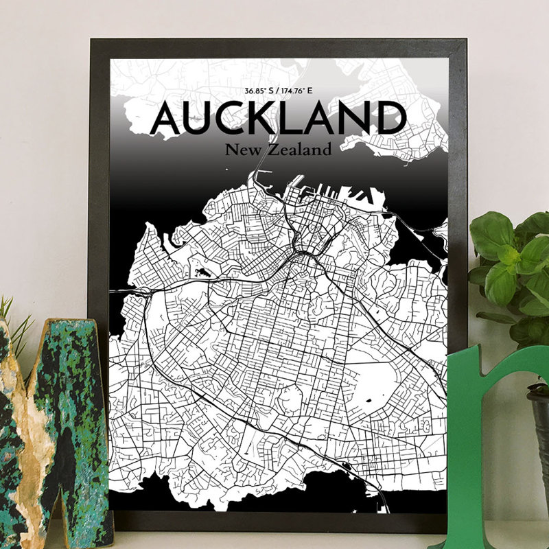 Auckland City Map - No Frame Print, 43cm H x 28cm W x 0.13cm D