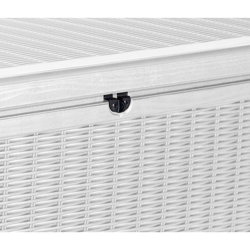 White Large Resin Wicker Lockable Deck Box