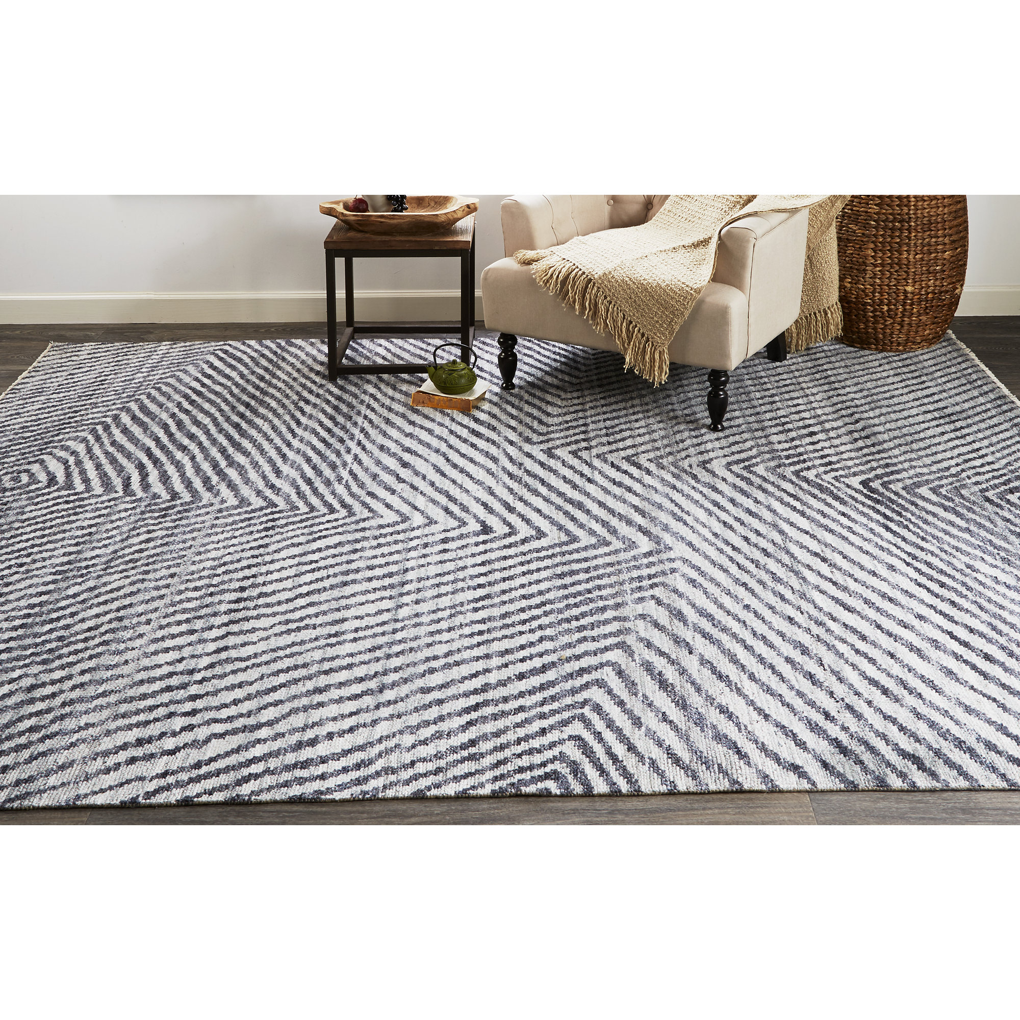 Ethos Handmade Wool Graphite Gray Rug, Rectangle 8' x 10'