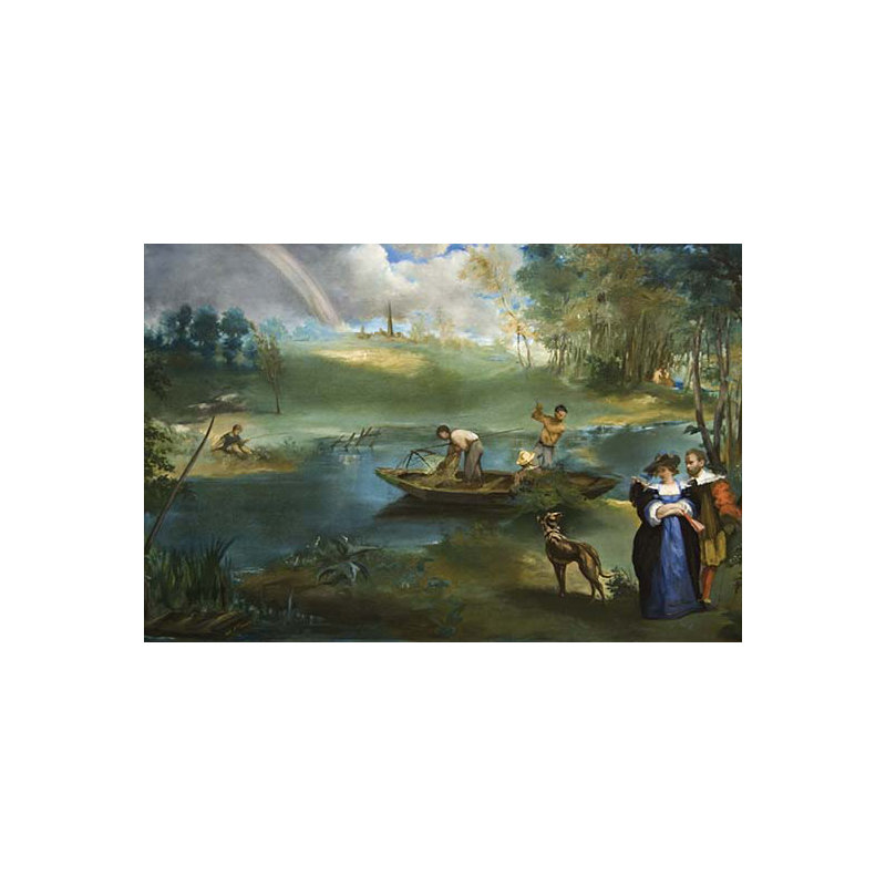 "fishing" par edouard manet, reproduction d’art, H 28 po x l 42 po x P 1,5 po