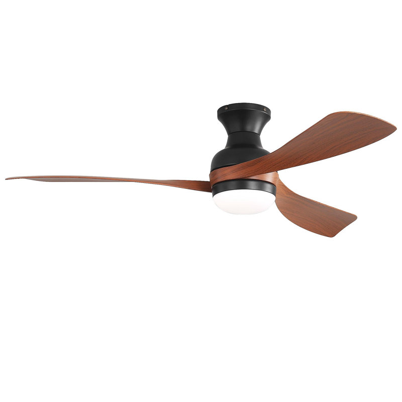 52-Inch Ceiling Fan With Light And Remote Control,With 3 ABS Fan Blades,Flush Mount Ceiling Fan With Reversible DC Motor,6 Wind Speed Adjustable,Dimmable Light