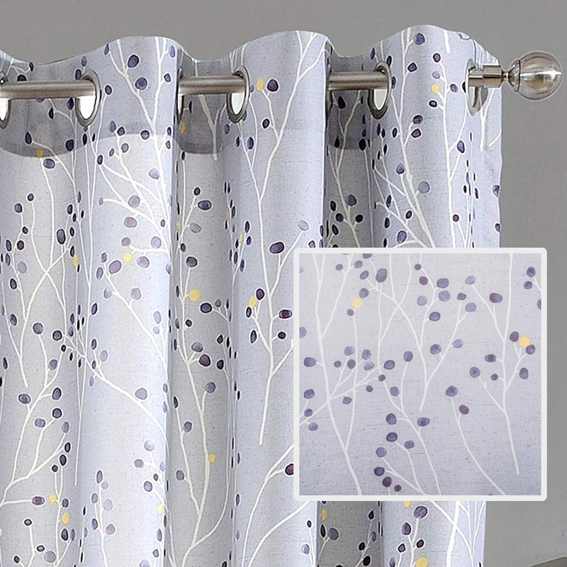 Gray Polyester Room-Darkening Grommet Curtain Panels, 108" Length