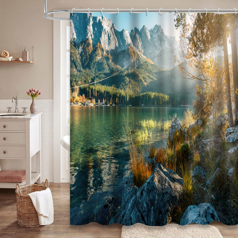 Rideau de douche avec 12 crochets Autumn Landscape, L 72 po x l 72 po