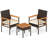 3 PCS Wicker Furniture Set with Acacia Wood Tabletop Armrests Cushions for Backyard