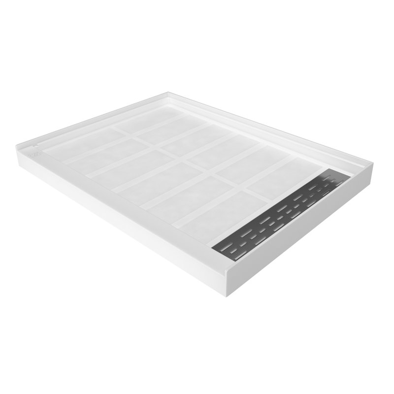 Base de plateau de douche à simple seuil SMC de taille 48/60 po x P 32/36 po avec ensemble de drain, antidérapant, Oui