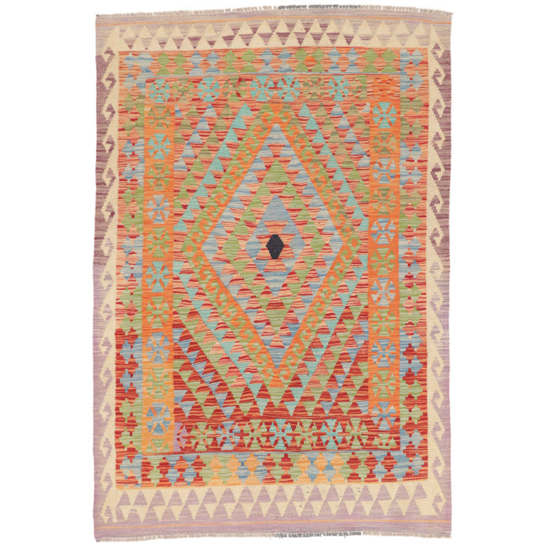 Geometric Wool Hand Woven 127cm X 185cm Area Rug