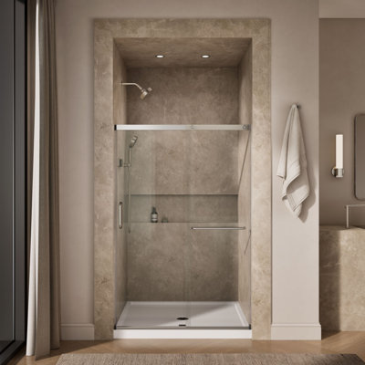 Elate Sliding Shower Door, 70-1/2-In H X 44-1/4 - 47-5/8-In W, With 1/4-In Thick Frosted Glass