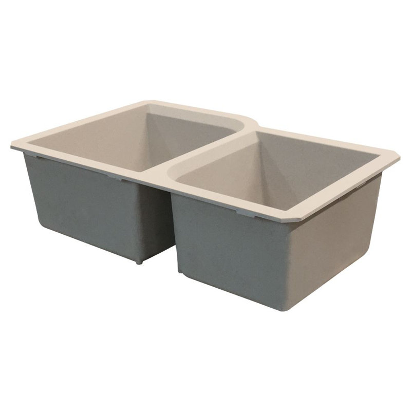 Radius 31.75'' L Double Bowl Kitchen Sink, Cafe Latte