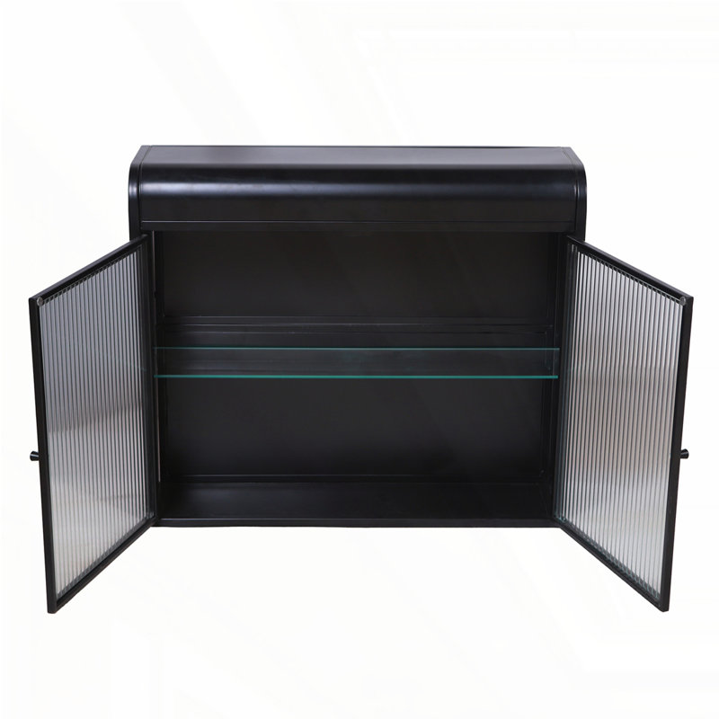 2-Door Wall-Mounted Metal Storage Cabinet, Black