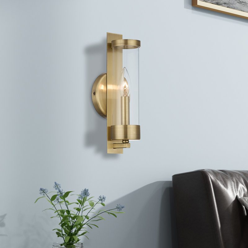 Bernd Steel Candle Wall Light, Antique Brass