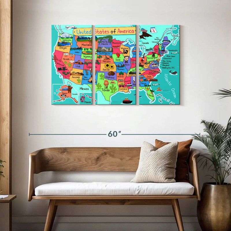 Keiri US State Icons Map, 28" H x 45" W