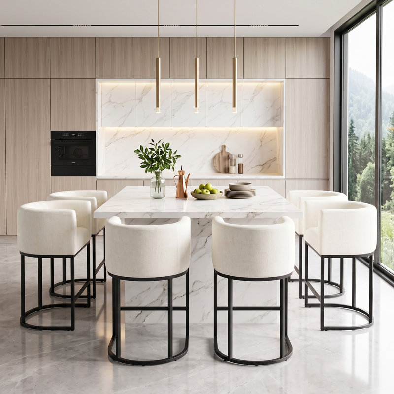 Tabouret de bar 27 po avec siège et repose-pieds 27 po, Ivory, 6