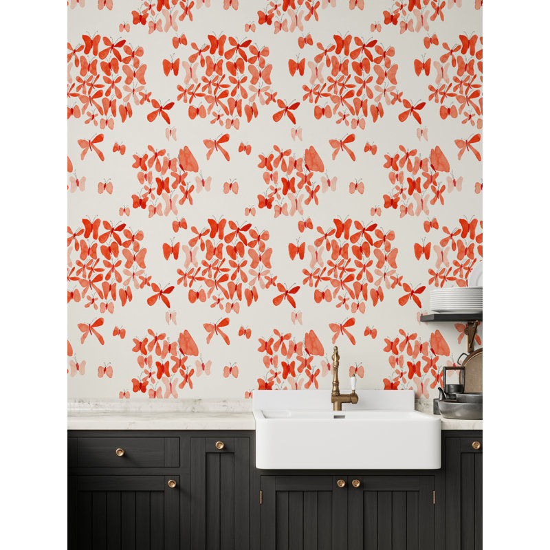 Susan Hable Geometric Wallpaper Double Roll by Susan Hable, Red