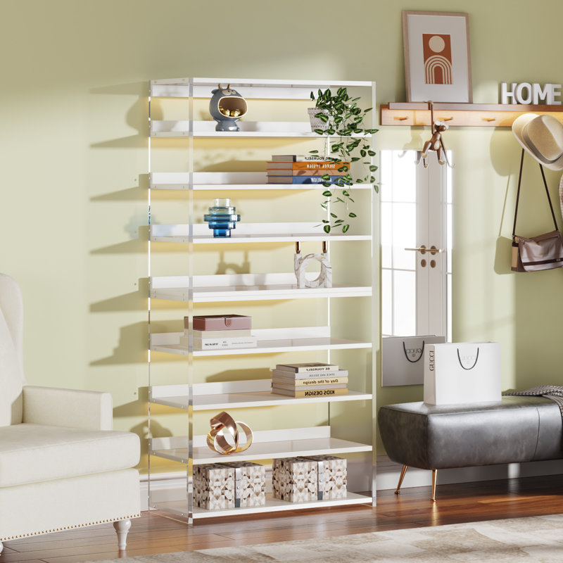 8-Tier Acrylic Bookshelf, White