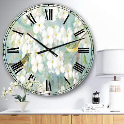 Birds on Blossom - Horloge murale traditionnelle