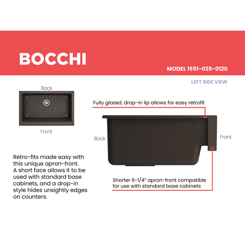 Nuova Pro 34'' L Single Basin Kitchen Sink, Matte Brown