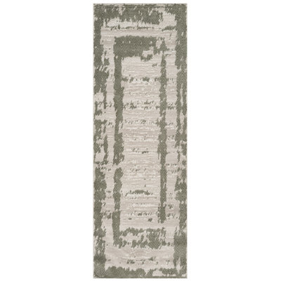 Alison Green & Beige Abstract High-Low Modern Rug