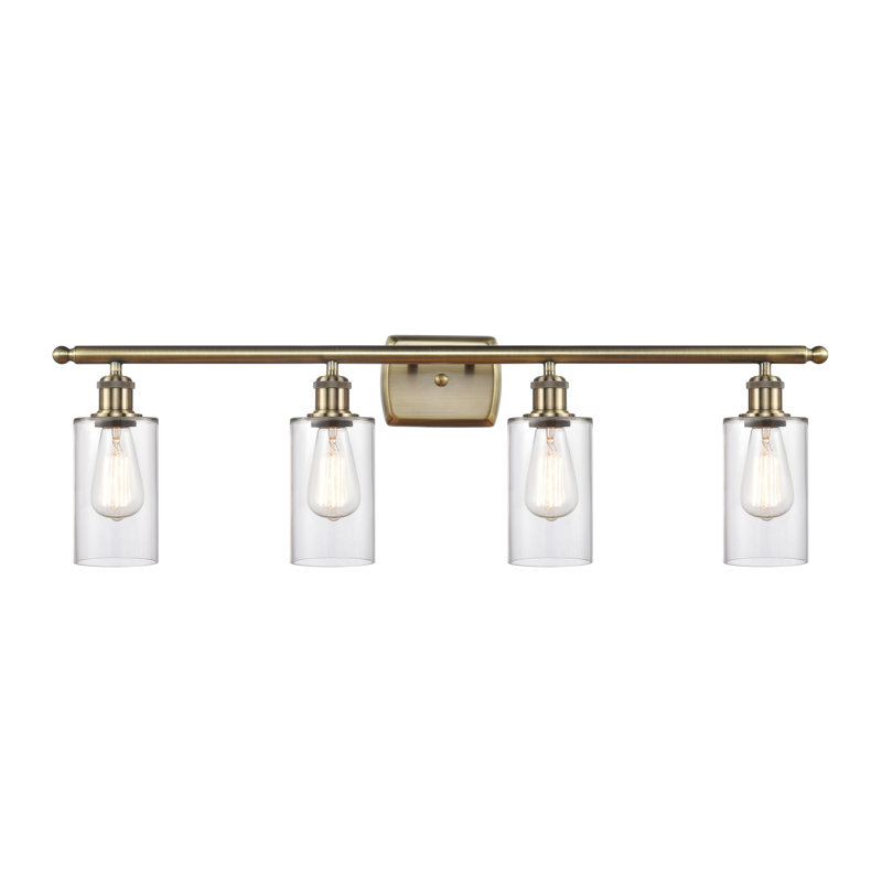 Mallette 4 - Light Dimmable Vanity Light, 3.5 Watt Vintage LED Bulb, Clear, Antique Brass
