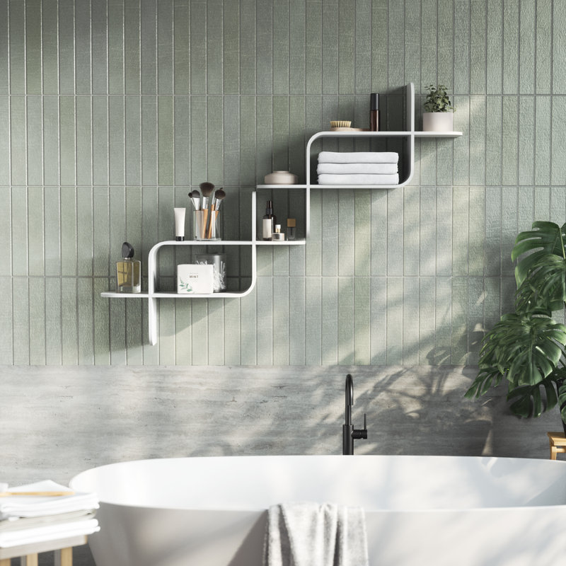 Montage 1-Piece Modern Wall-Mounted Floating Shelf, White
